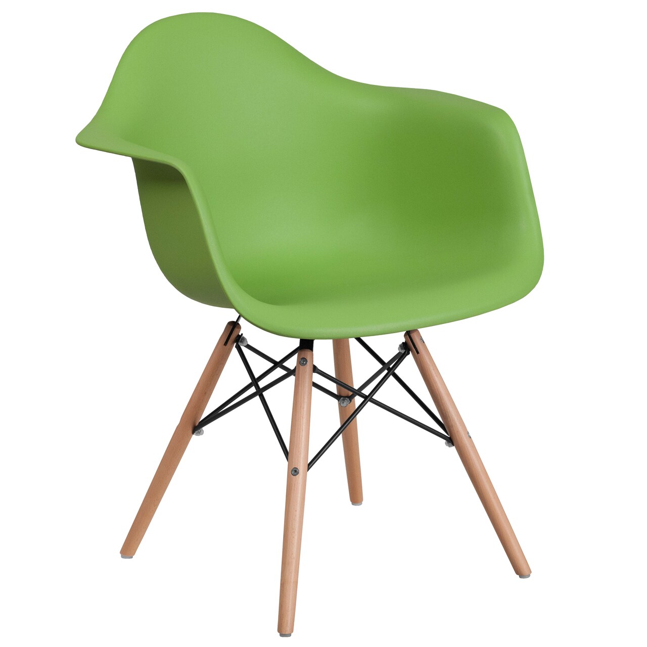 Merrick Lane Alda Series Polypropylene Accent Chair with Gently Curved Arms and Metal Braced Wooden Legs